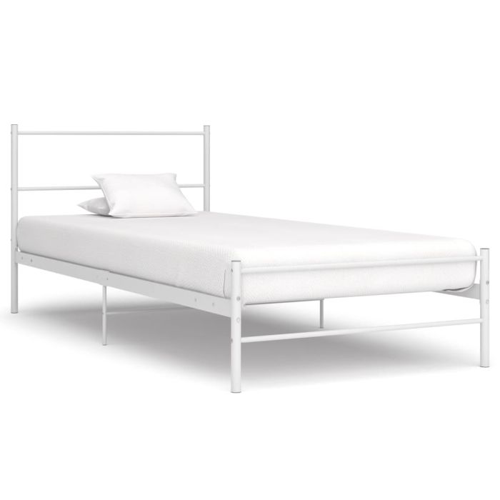 Bed Frame White Metal 90x200 cm