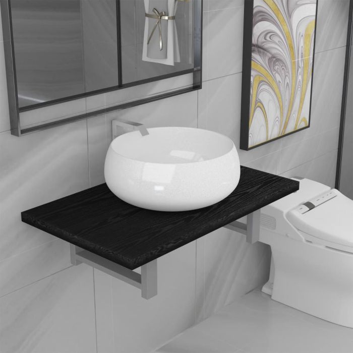 Two Piece Bathroom Furniture Set Ceramic Black