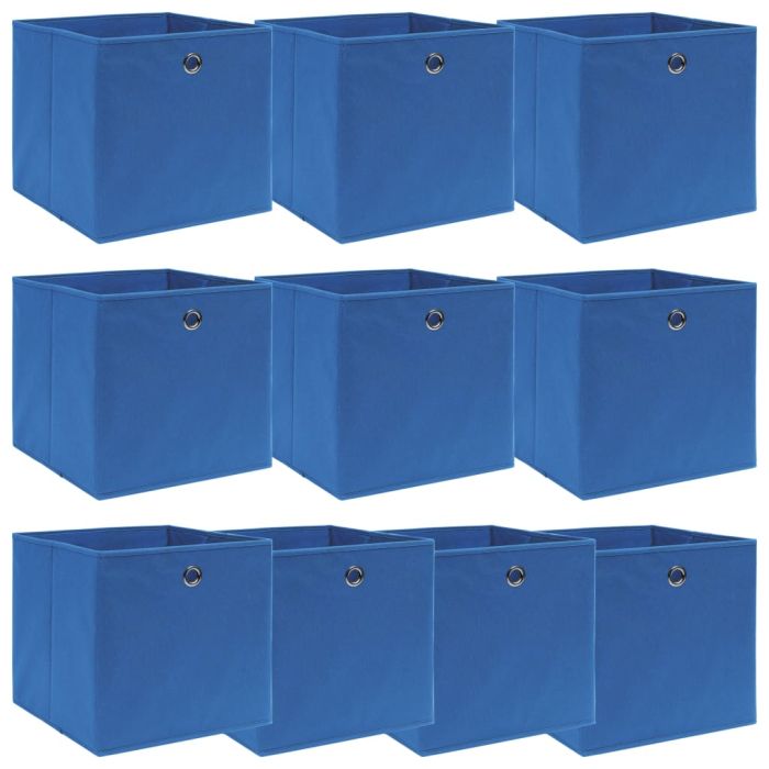 Storage Boxes 10 pcs Blue 32x32x32 cm Fabric
