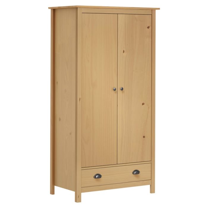 2 Door Wardrobe Hill 89x50x170cm Solid Pine Wood