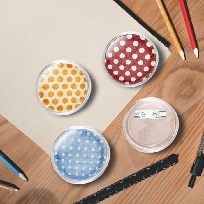 Button Badges Kit with Pins 100 Sets Acrylic 37 mm