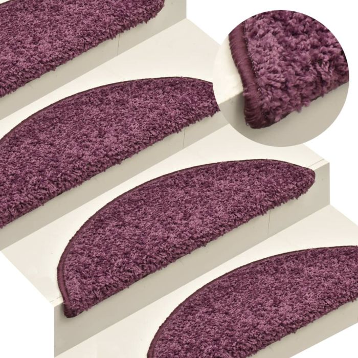 Carpet Stair Treads 15 pcs Dark Purple 56x17x3 cm