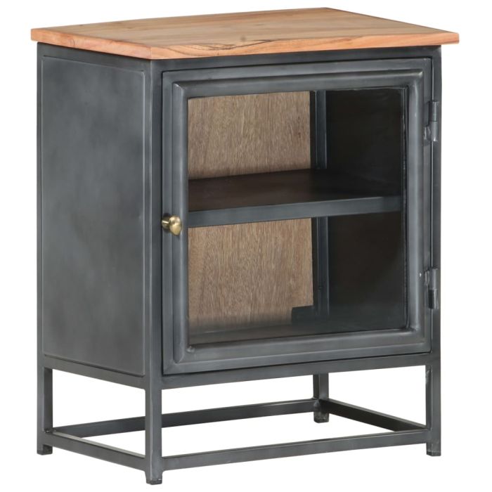 Bedside Cabinet Grey 40x30x50cm Solid Acacia Wood