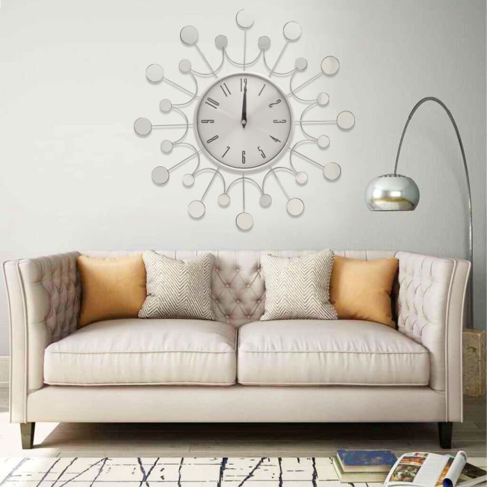 Wall Clock Silver 40cm Metal