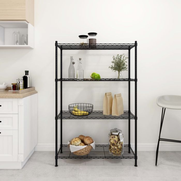 4-Tier Storage Shelf 90x35x137 cm Black 200 kg