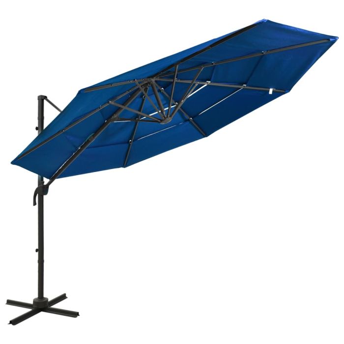 4-Tier Parasol with Aluminium Pole Azure Blue 3x3 m