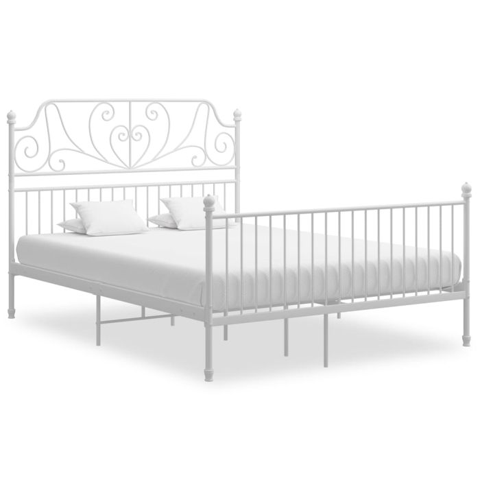 Bed Frame White Metal 160x200 cm