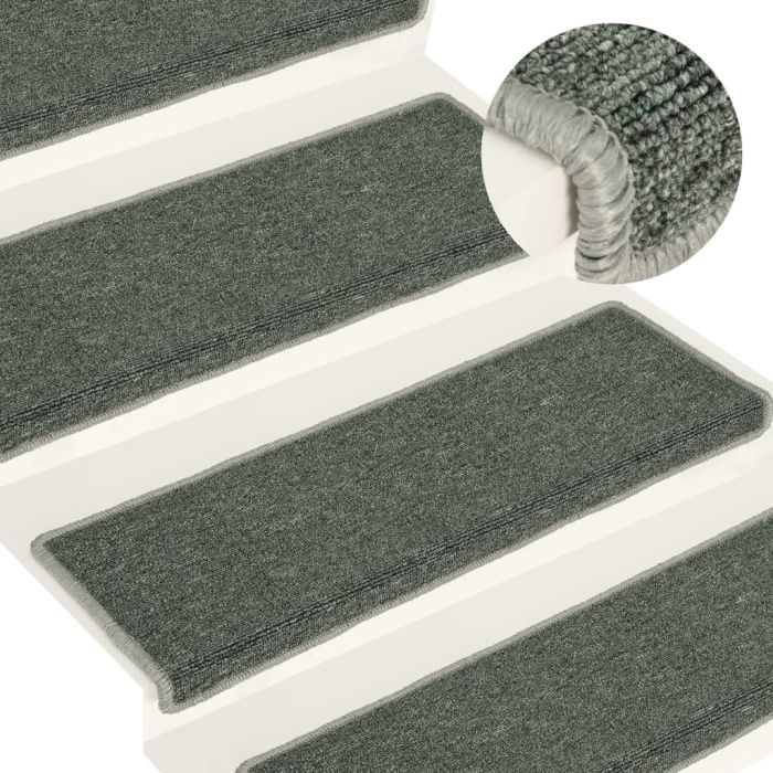 Carpet Stair Treads 15 Pcs 65x21x4cm Green
