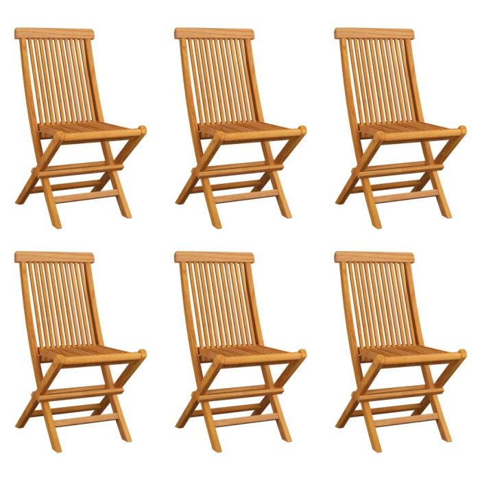 Folding Garden Chairs 6 pcs Solid Teak Wood