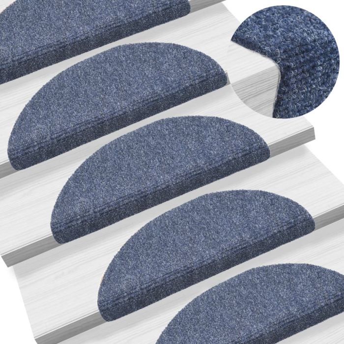 Self-adhesive Stair Mats 5 Pcs Blue 56x17x3cm Needle Punch
