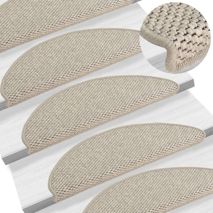 Stair Mats Self-adhesive Sisal-Look 15 Pcs 65x21x4cm Taupe