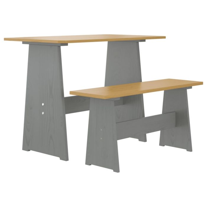Dining Table with Bench REINE Honey Brown&Grey Solid Wood Pine