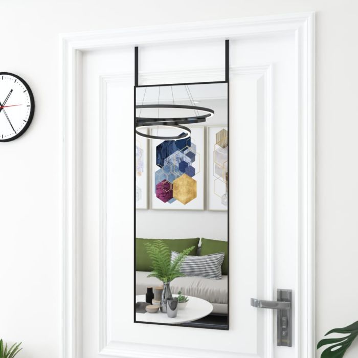 Door Mirror Black 40x100cm Glass and Aluminium