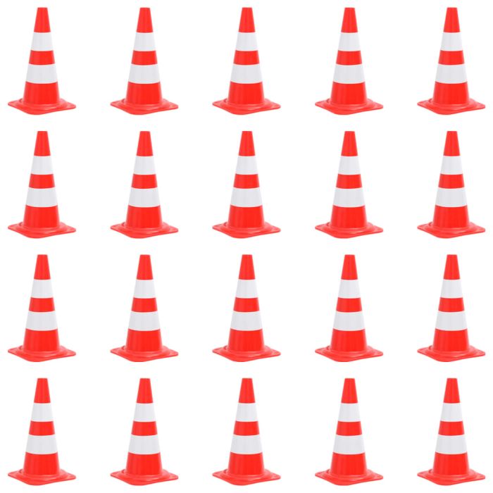 Reflective Traffic Cones 20 pcs Red and White 50 cm