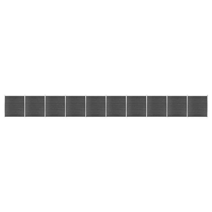 Fence Panel Set WPC 1737x186 cm Black