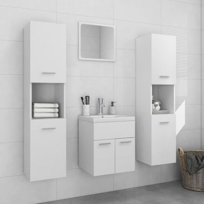 Bathroom Furniture Set White Chipboard
