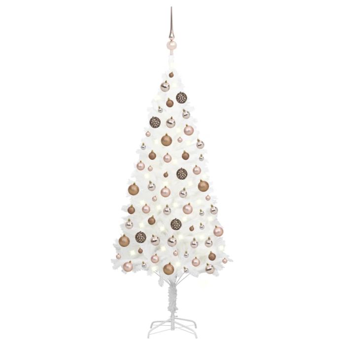Fluer Pre-lit Christmas Tree Ball Set White 150cm Deluxe