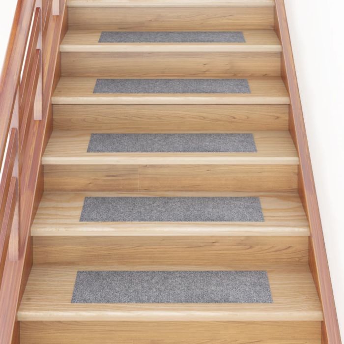Self-adhesive Stair Mats Rectangular 15 pcs 76x20 cm Light Grey