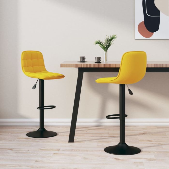 Bar Stools 2 Pieces Yellow Velvet