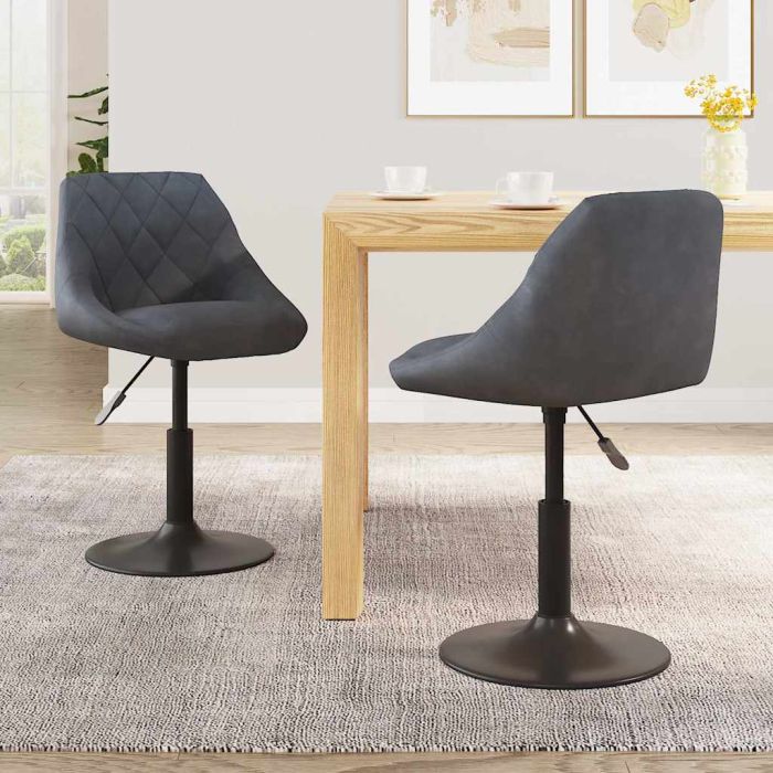 Swivel Dining Chairs 2 Pieces Dark Grey Velvet