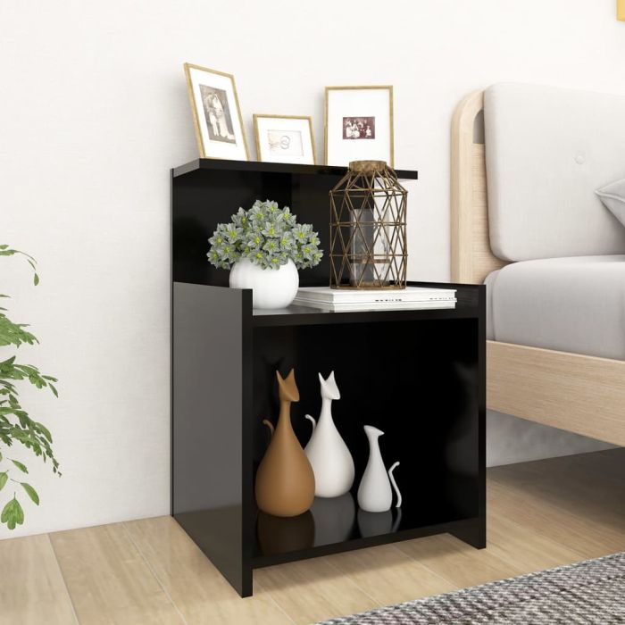 Bed Cabinets 2 pcs Black 40x35x60cm Engineered Wood