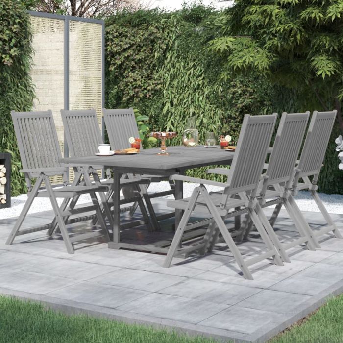 7 Piece Garden Dining Set Solid Wood Acacia