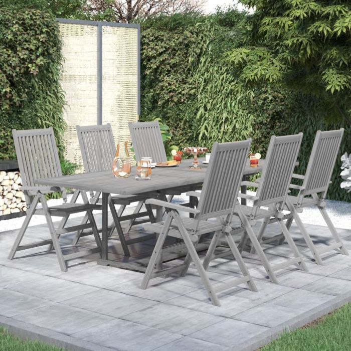 7 Piece Garden Dining Set Solid Wood Acacia