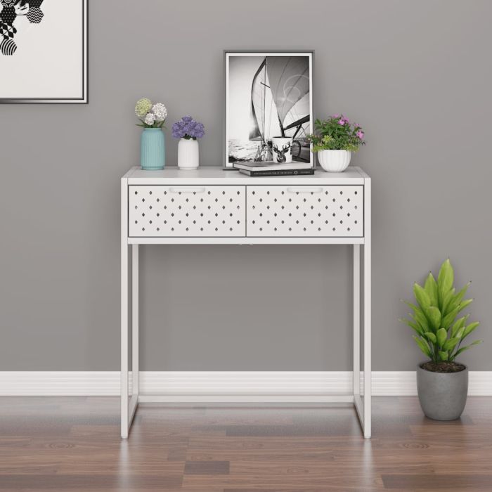 Console Table White 72x35x75 cm Steel