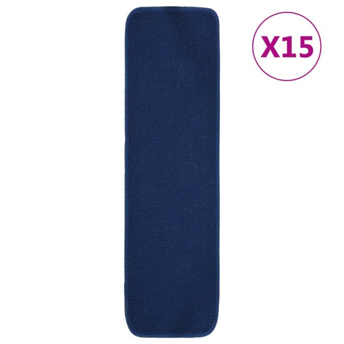 Anti Slip Stair Mats 15 pcs 75x20 cm Navy Blue Rectangular