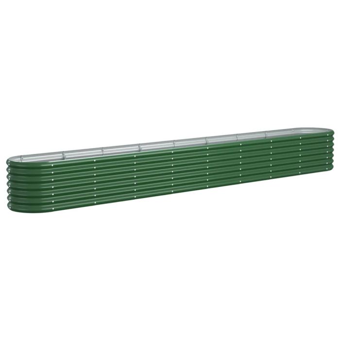 Garden Planter Powder-coated Steel 332x40x36 cm Green