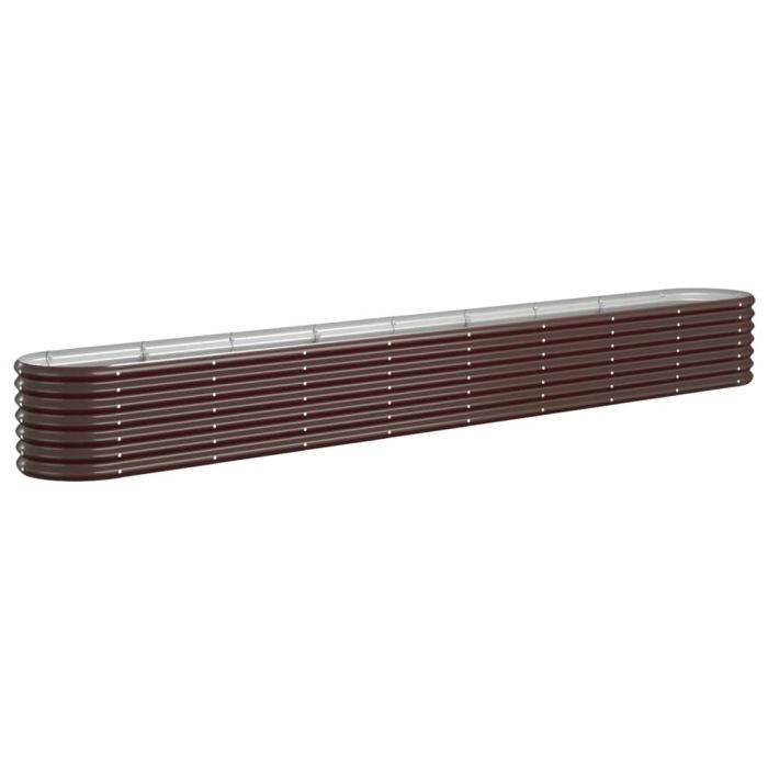Garden Planter Powder-coated Steel 332x40x36 cm Brown