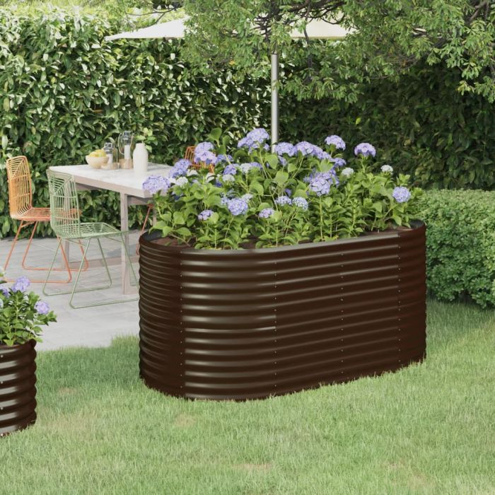 Garden Raised Bed Powder-coated Steel 152x80x68 cm Brown