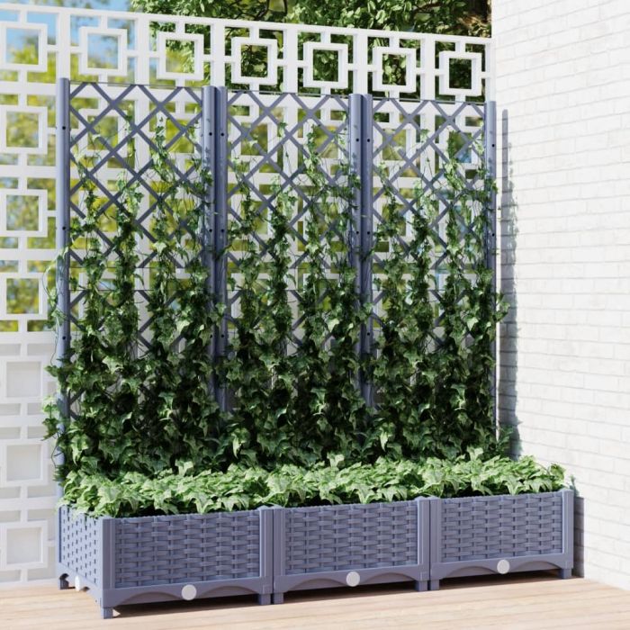 Garden Planter with Trellis Dark Grey 120x40x121.5 cm PP