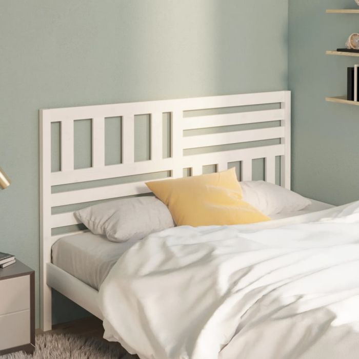 Bed Headboard White 126x4x100cm Solid Wood Pine