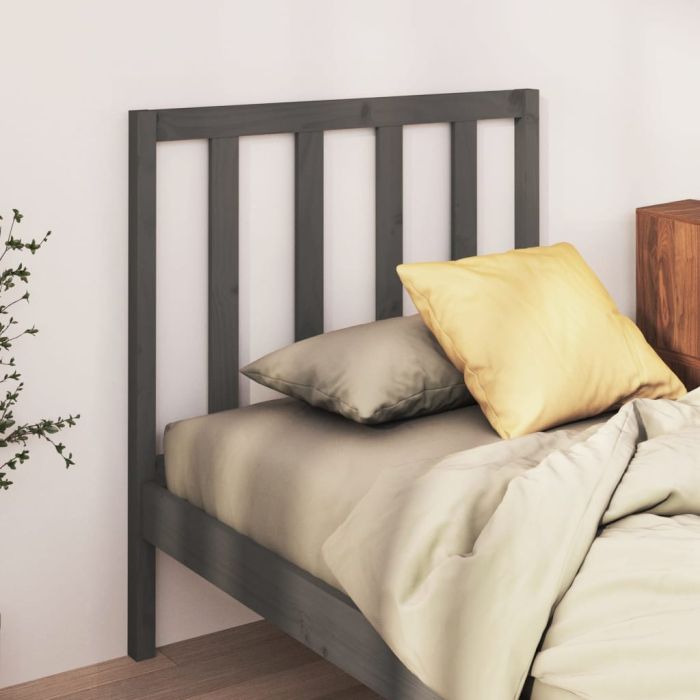 Bed Headboard Grey 106x4x100 cm Solid Wood Pine