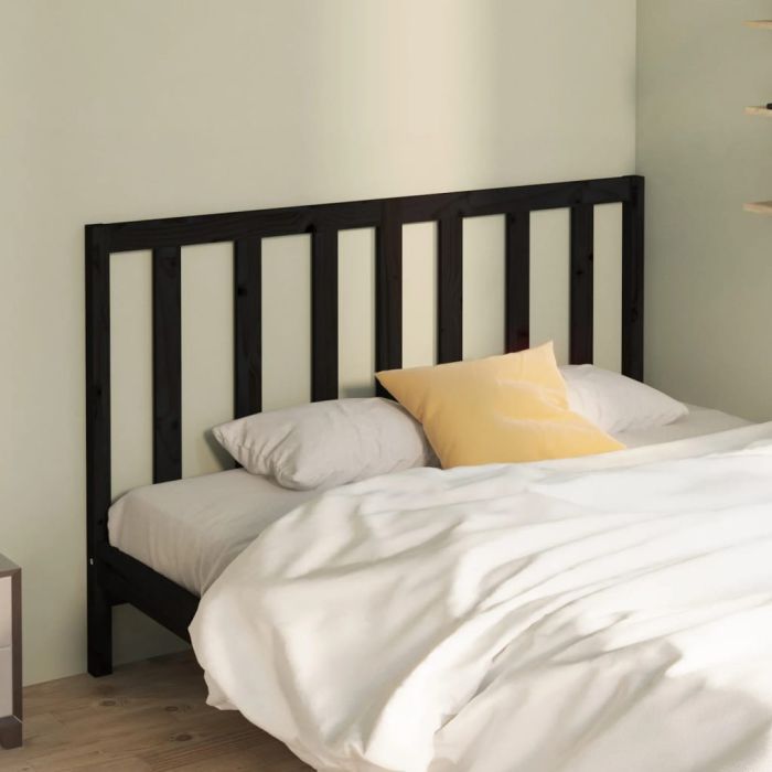 Bed Headboard Black 166x4x100cm Solid Wood Pine