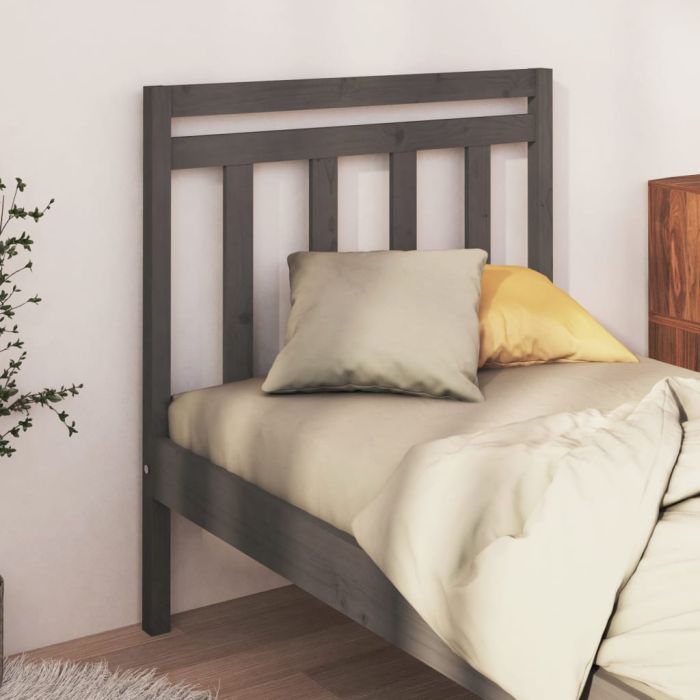 Bed Headboard Grey 106x4x100cm Solid Wood Pine