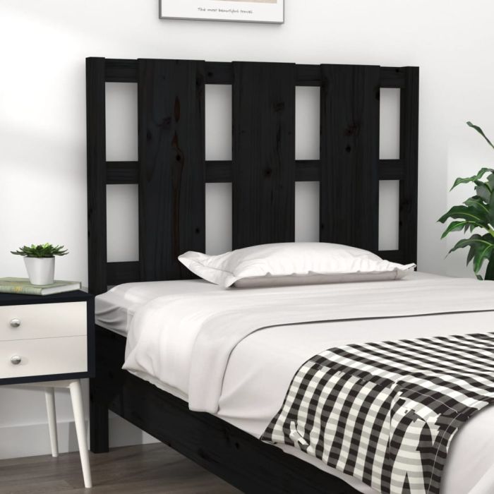 Bed Headboard Black 95.5x4x100cm Solid Wood Pine
