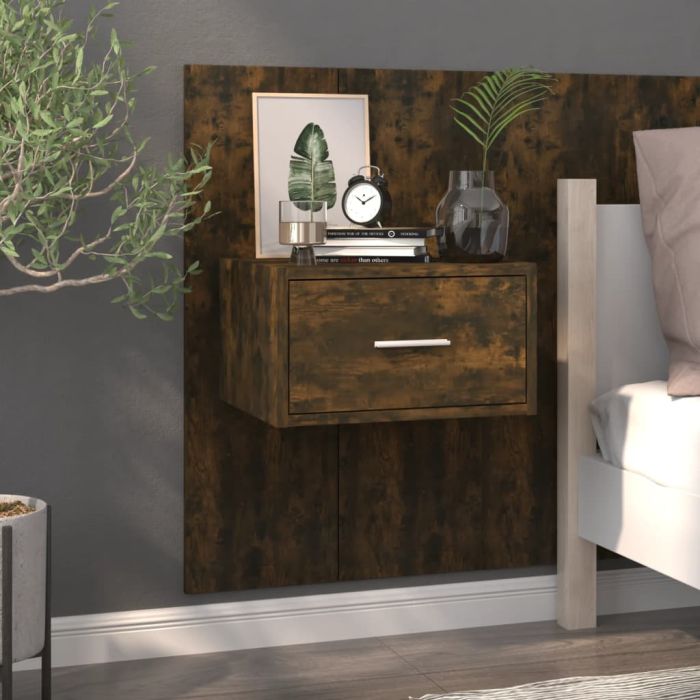Wall Mounted Bedside Cabinet Smoked Oak - Chena