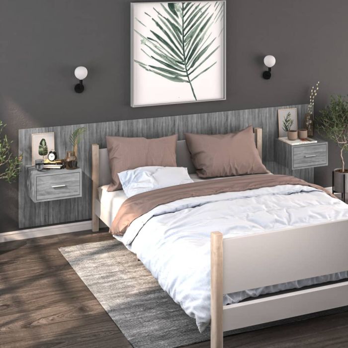 Wall-mounted Bedside Cabinets 2 Pieces Grey Sonoma