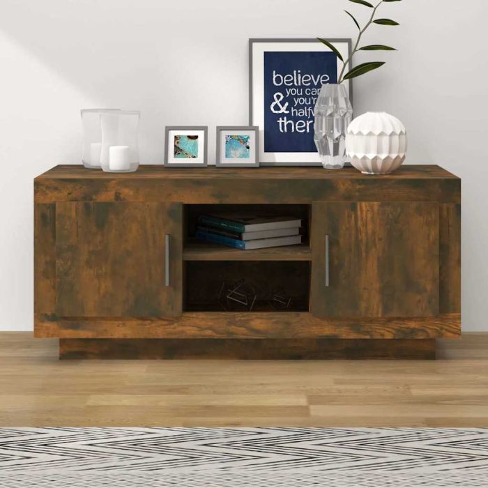 TV Cabinet Smoked Oak 102x35x45 cm Engineered Wood