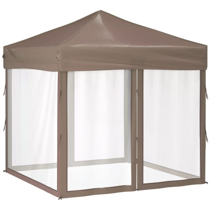 Folding Party Tent with Sidewalls Taupe 2x2 m
