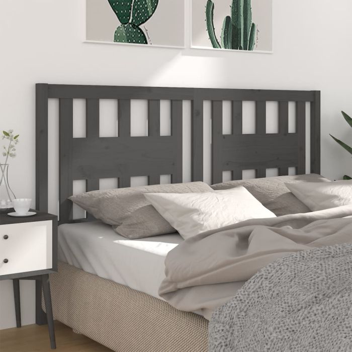 Headboard Grey 166x4x100 cm Solid Wood Pine