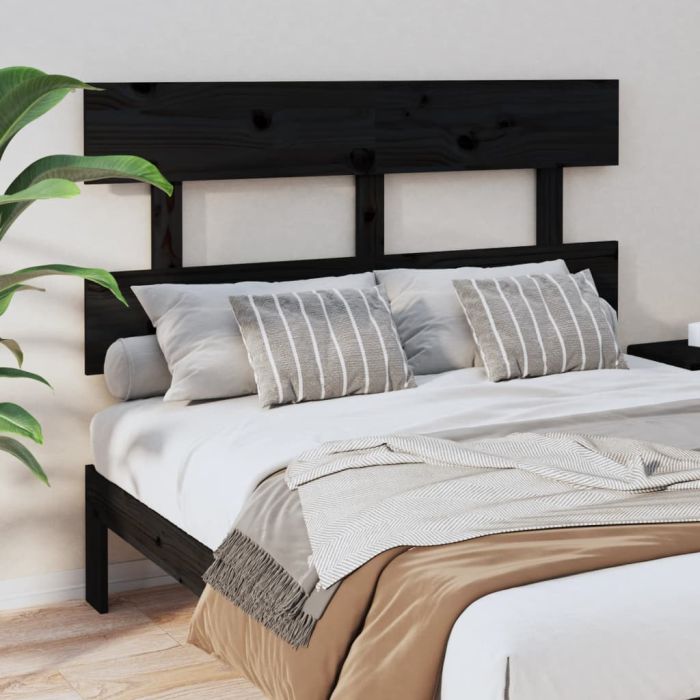 Bed Headboard Black 138x3x81cm Solid Wood Pine