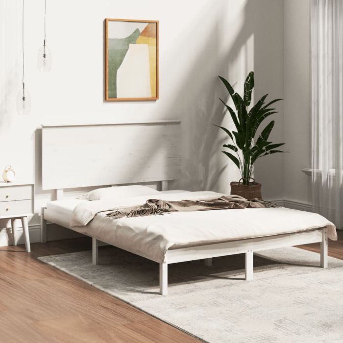 Bed Frame White Solid Wood Pine 120x200 cm