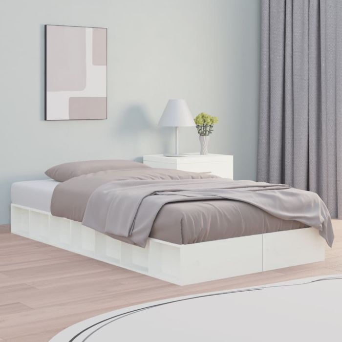 Bed Frame White 100x200 cm Solid Wood