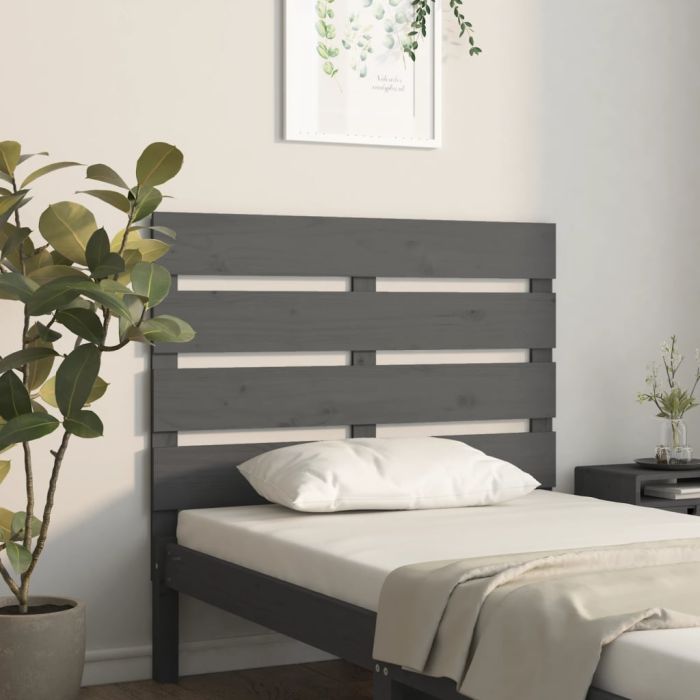 Headboard Grey 100x3x80 cm Solid Wood Pine