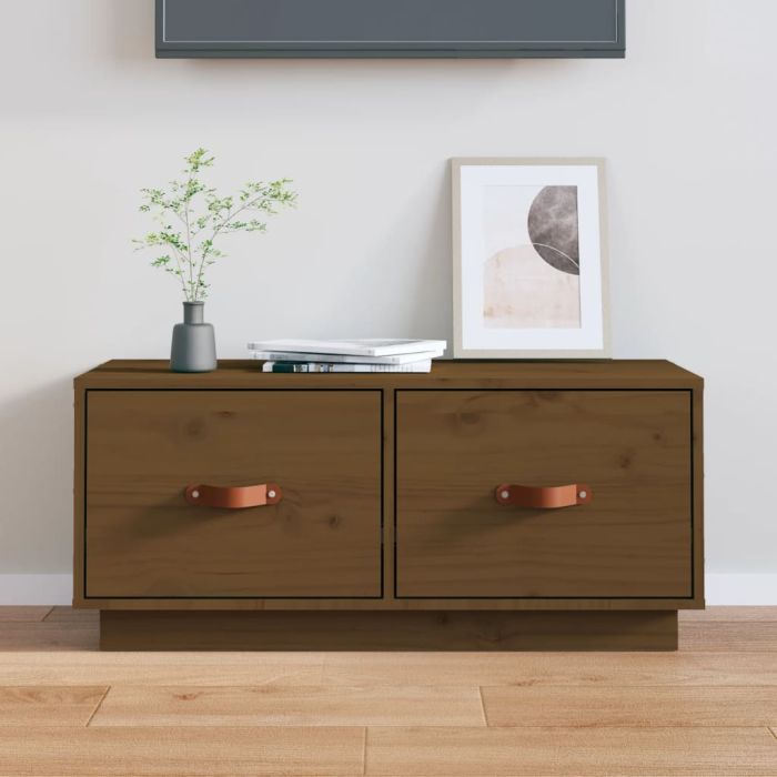 TV Cabinet Honey Brown 80x34x35 cm Solid Wood Pine