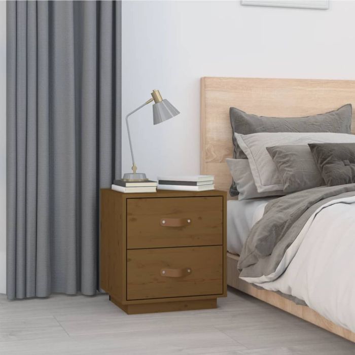 Bedside Table - SIENA Hal Nightstand Honey Brown 40cm