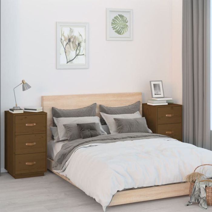 Bedside Cabinets 2 pcs Honey Brown 40x40x75 cm Solid Wood Pine